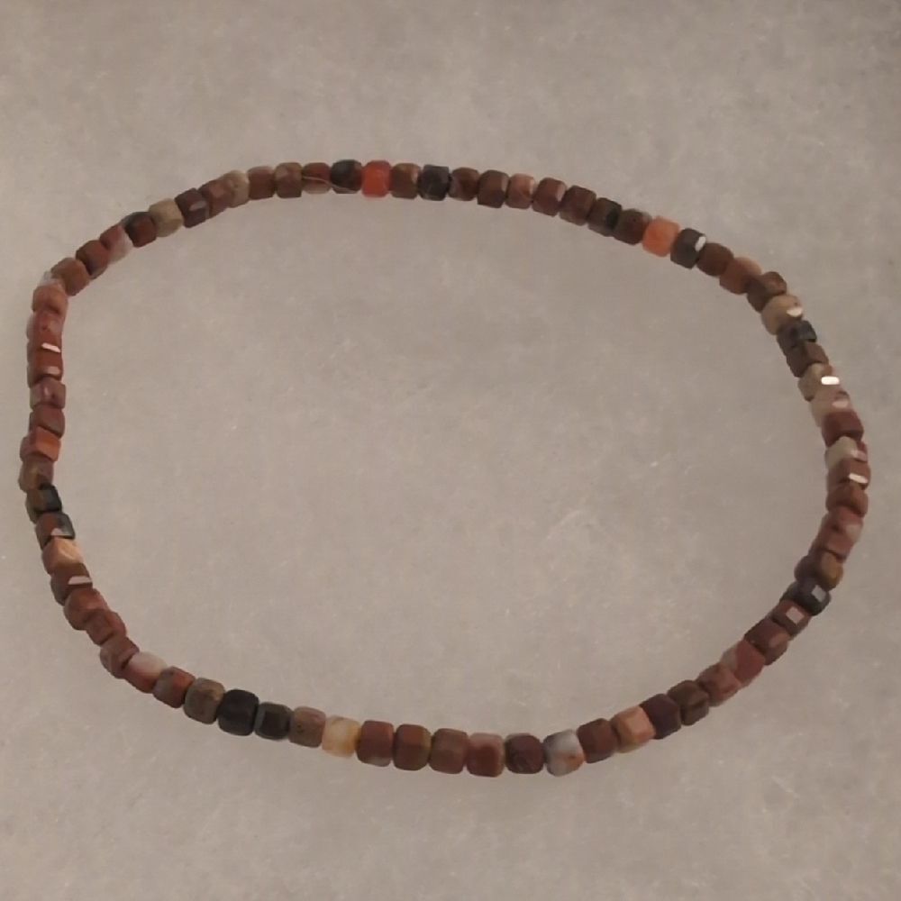 Red Brecciated Jasper Cube Stretch Bracelet